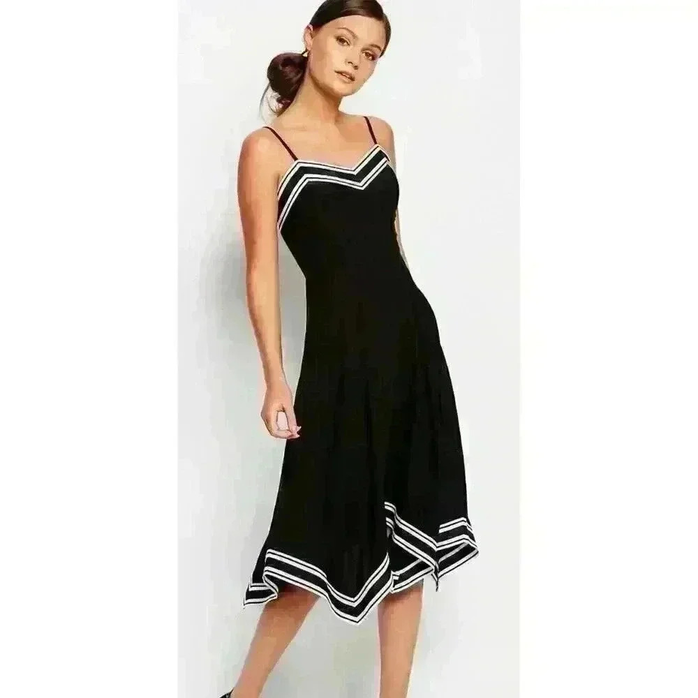 NWT Ted Baker Kahmen Strappy Midi Dress in Mono Black and White USA Size 4 $335